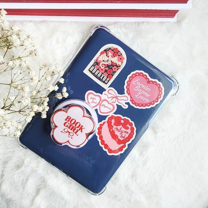 Book Girl Coquette Magnetic Kindle Grip or Phone Holder - The Bean Workshop - Bookish Accessories, kindle grip, reading accessories
