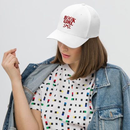 Book Girl Embroidered Closed-Back Structured Twill Cap - The Bean Workshop - Beach Reading Headwear., Bookish Summer Collection, cap, hat, Reading Cap, Structured Twill Cap, Summer Bookworm Hat