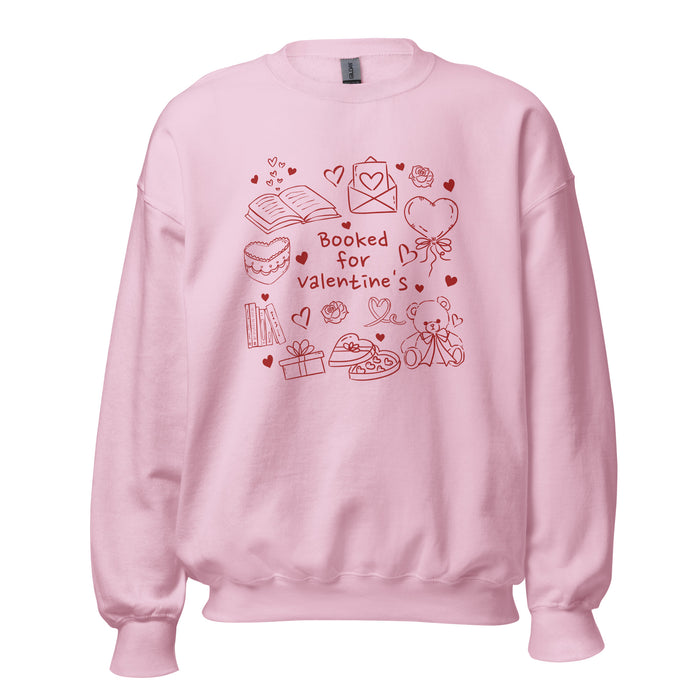Booked for Valentine's Sweatshirt - The Bean Workshop - Anti-Valentine, Book Date, Bookaholic, Booked for Valentine's Sweatshirt, Bookish Humor, Bookish Sweatshirt, Bookworm Crewneck, Cozy Valentine's Gift for Introvert Reader, Cute, Doodle Art, Funny Reading Gift, Loungewear, Romantic