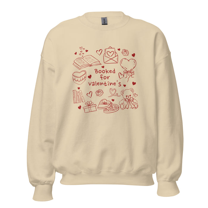 Booked for Valentine's Sweatshirt - The Bean Workshop - Anti-Valentine, Book Date, Bookaholic, Booked for Valentine's Sweatshirt, Bookish Humor, Bookish Sweatshirt, Bookworm Crewneck, Cozy Valentine's Gift for Introvert Reader, Cute, Doodle Art, Funny Reading Gift, Loungewear, Romantic