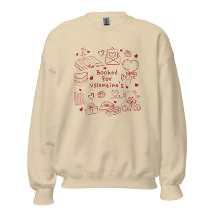Booked for Valentine's Sweatshirt - The Bean Workshop - Anti-Valentine, Book Date, Bookaholic, Booked for Valentine's Sweatshirt, Bookish Humor, Bookish Sweatshirt, Bookworm Crewneck, Cozy Valentine's Gift for Introvert Reader, Cute, Doodle Art, Funny Reading Gift, Loungewear, Romantic