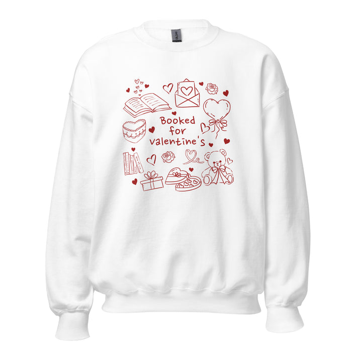 Booked for Valentine's Sweatshirt - The Bean Workshop - Anti-Valentine, Book Date, Bookaholic, Booked for Valentine's Sweatshirt, Bookish Humor, Bookish Sweatshirt, Bookworm Crewneck, Cozy Valentine's Gift for Introvert Reader, Cute, Doodle Art, Funny Reading Gift, Loungewear, Romantic
