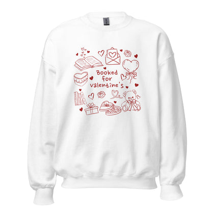 Booked for Valentine's Sweatshirt - The Bean Workshop - Anti-Valentine, Book Date, Bookaholic, Booked for Valentine's Sweatshirt, Bookish Humor, Bookish Sweatshirt, Bookworm Crewneck, Cozy Valentine's Gift for Introvert Reader, Cute, Doodle Art, Funny Reading Gift, Loungewear, Romantic