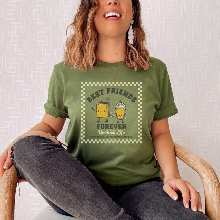 Bookish Friends Forever T-Shirt - The Bean Workshop - book lover, bookish, bookstore date, read everyday, t-shirt
