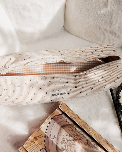 Bookish Things Corduroy Hair Tool Travel Bag - The Bean Workshop - bag, hair tool bag, makeup bag, reading bag, travel bag