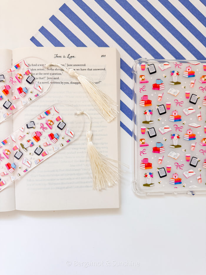 Bookworm Kindle Case and/or Bookmark [Combined Listing] – Literary E-Reader Cover