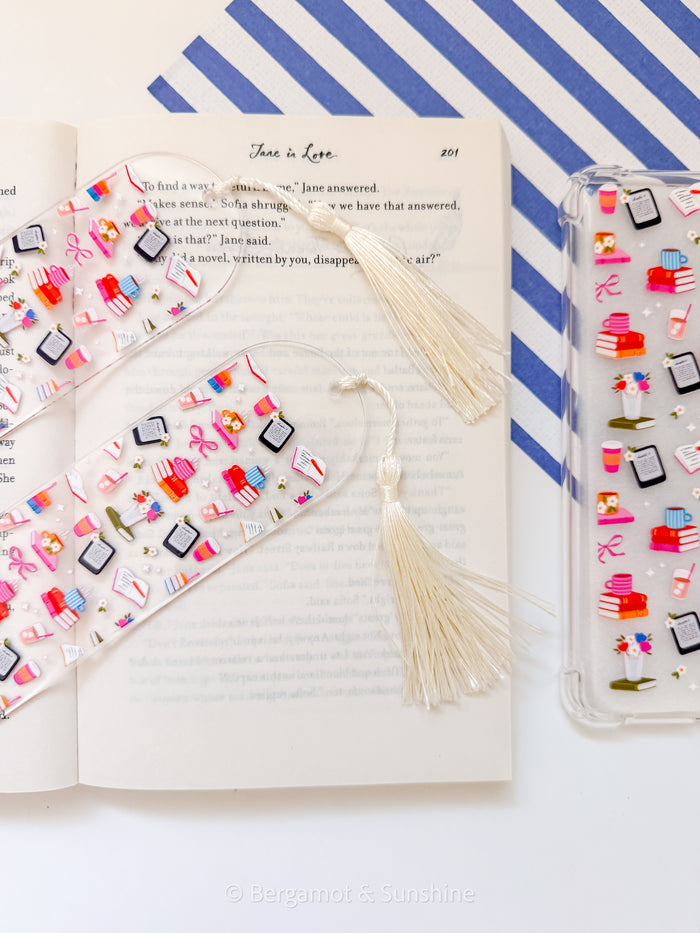 Bookworm Kindle Case and/or Bookmark [Combined Listing] – Literary E-Reader Cover