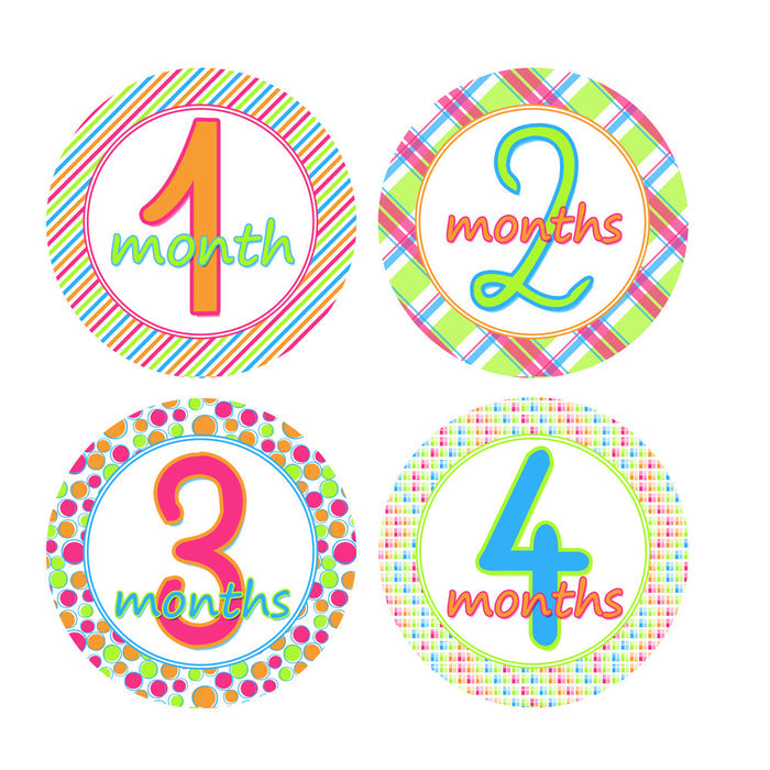 Bright & Bold Colored Monthly Baby Stickers onesie sticker - INKtropolis