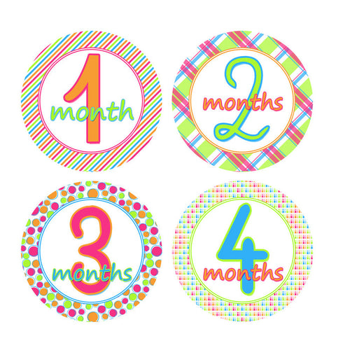 Bright & Bold Colored Monthly Baby Stickers onesie sticker - INKtropolis