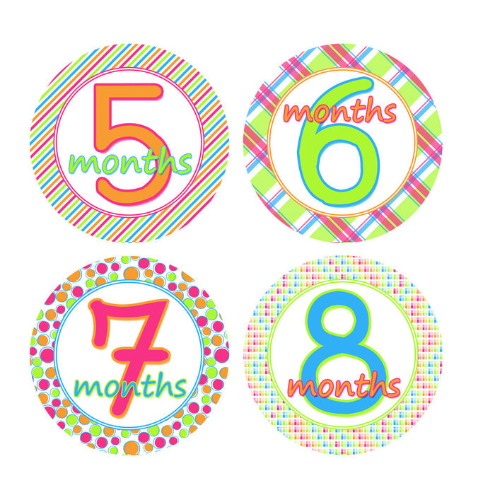 Bright & Bold Colored Monthly Baby Stickers onesie sticker - INKtropolis