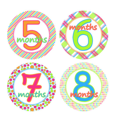 Bright & Bold Colored Monthly Baby Stickers onesie sticker - INKtropolis