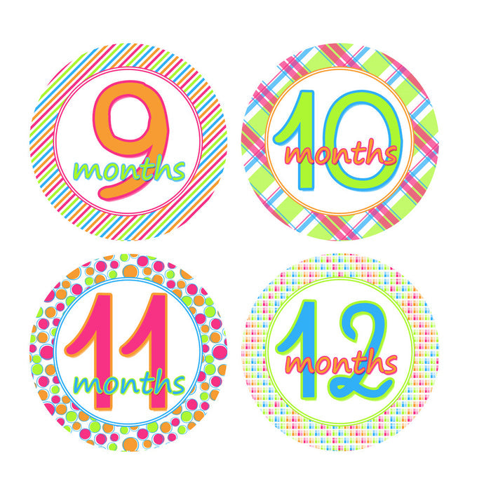 Bright & Bold Colored Monthly Baby Stickers onesie sticker - INKtropolis