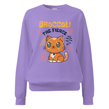 Broccoli the Fierce Heavyweight Sweatshirt - The Bean Workshop - Basgiath War College, Book Lover Gift, Bookish Cat, Booktok, Broccoli the Fierce, Chibi Art, Cute Romantasy, Dragon Rider, Empyrean Series, Fantasy Reader., Fourth Wing Merch, Iron Flame Merch, Kawaii, Liam Mairi, Quest Squad Mascot, Rebecca Yarros, sweatshirt, Violet Sorrengail, Xaden Riorson