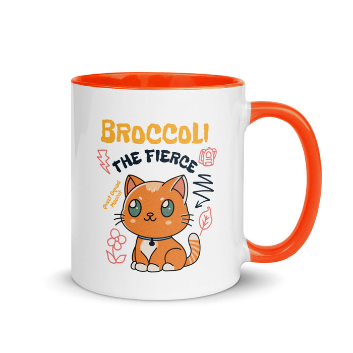 Broccoli the Fierce Mug - The Bean Workshop - Basgiath War College, Book Lover Gift, Bookish Cat, Booktok, Broccoli the Fierce, Chibi Art, Cute Romantasy, Dragon Rider, Empyrean Series, Fantasy Reader., Fourth Wing Merch, Iron Flame Merch, Kawaii, Liam Mairi, mug, Quest Squad Mascot, Rebecca Yarros, Violet Sorrengail, Xaden Riorson