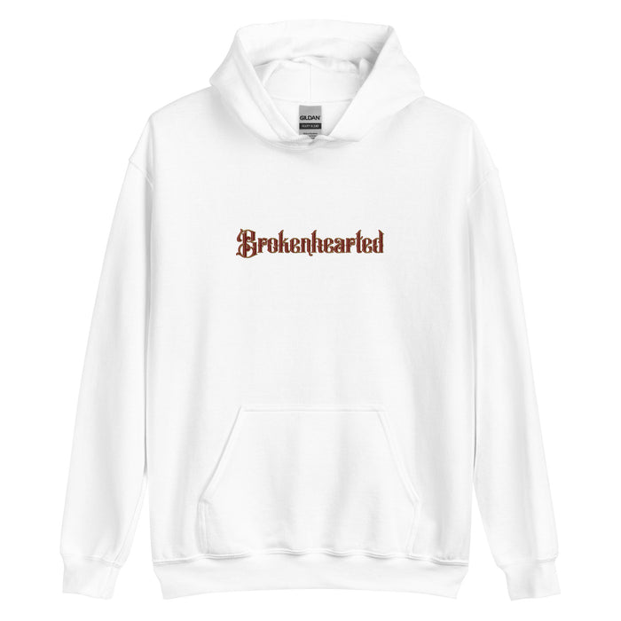 Brokenhearted Embroidered Hoodie - The Bean Workshop - Angsty Aesthetic, Brokenhearted, Coquette Vibe, Embroidered, Embroidered Front Detail, Evangeline Fox Back Print Hoodie, hoodie, Jacks and Evangeline, Jacks Quote Sweatshirt, Once Upon A Broken Heart, Pink Dress Illustration, Prince of Hearts, Stephanie Garber, Winter Reading