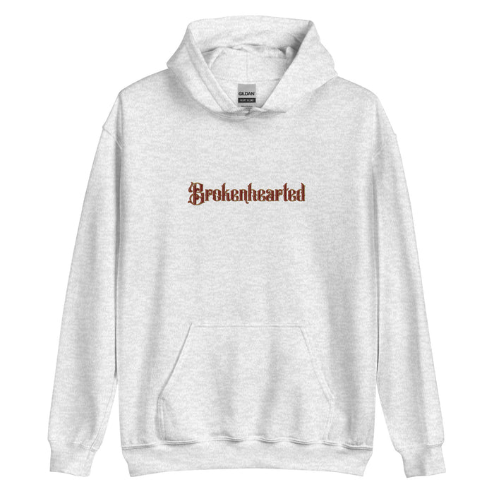 Brokenhearted Embroidered Hoodie - The Bean Workshop - Angsty Aesthetic, Brokenhearted, Coquette Vibe, Embroidered, Embroidered Front Detail, Evangeline Fox Back Print Hoodie, hoodie, Jacks and Evangeline, Jacks Quote Sweatshirt, Once Upon A Broken Heart, Pink Dress Illustration, Prince of Hearts, Stephanie Garber, Winter Reading