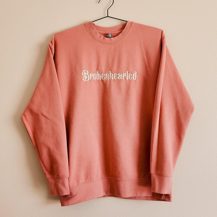 Brokenhearted Embroidered Premium Sweatshirt - The Bean Workshop - Back Print Design, Character Art, Cozy Loungewear, evangeline fox, Evangeline Fox Crewneck, Jacks and Evangeline, jacks prince of hearts, Little Fox, Long Sleeve Top, once upon a broken heart, ouabh, Red Embroidery Jumper, stephanie garber, sweatshirt, The Ballad of Never After, Where Will The Brokenhearted Pray Sweatshirt, Whimsical Aesthetic