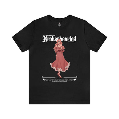 Brokenhearted T-Shirt - The Bean Workshop - Cotton Top, evangeline fox, Evangeline Fox Graphic T-Shirt, Fantasy Romance Fashion, Front Print Design, Jacks and Evangeline, jacks prince of hearts, Jacks Quote Shirt, once upon a broken heart, ouabh, Pink Dress Art Tee, Prince of Hearts, Soft Girl Aesthetic, stephanie garber, Summer Reading, T-shirts