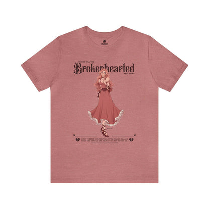 Brokenhearted T-Shirt - The Bean Workshop - Cotton Top, evangeline fox, Evangeline Fox Graphic T-Shirt, Fantasy Romance Fashion, Front Print Design, Jacks and Evangeline, jacks prince of hearts, Jacks Quote Shirt, once upon a broken heart, ouabh, Pink Dress Art Tee, Prince of Hearts, Soft Girl Aesthetic, stephanie garber, Summer Reading, T-shirts