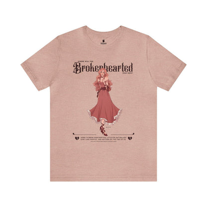 Brokenhearted T-Shirt - The Bean Workshop - Cotton Top, evangeline fox, Evangeline Fox Graphic T-Shirt, Fantasy Romance Fashion, Front Print Design, Jacks and Evangeline, jacks prince of hearts, Jacks Quote Shirt, once upon a broken heart, ouabh, Pink Dress Art Tee, Prince of Hearts, Soft Girl Aesthetic, stephanie garber, Summer Reading, T-shirts