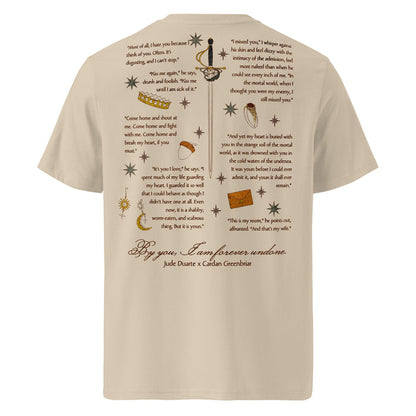 By You I am Forever Undone T-shirt - The Bean Workshop - Book Lover Gift, By you I am forever undone merch, Cardan Greenbriar, Dark Academia, Faeriecore, Folk of the Air, Holly Black licensed apparel, Jude and Cardan quotes shirt, Jude Duarte, Jurdan, Romantic Fantasy Tee, The Cruel Prince t-shirt, Two-Sided Shirt