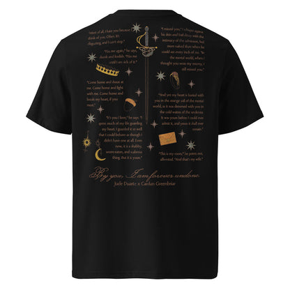 By You I am Forever Undone T-shirt - The Bean Workshop - Book Lover Gift, By you I am forever undone merch, Cardan Greenbriar, Dark Academia, Faeriecore, Folk of the Air, Holly Black licensed apparel, Jude and Cardan quotes shirt, Jude Duarte, Jurdan, Romantic Fantasy Tee, The Cruel Prince t-shirt, Two-Sided Shirt