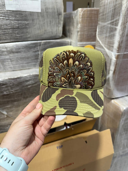 Camo Feather Trucker Hat