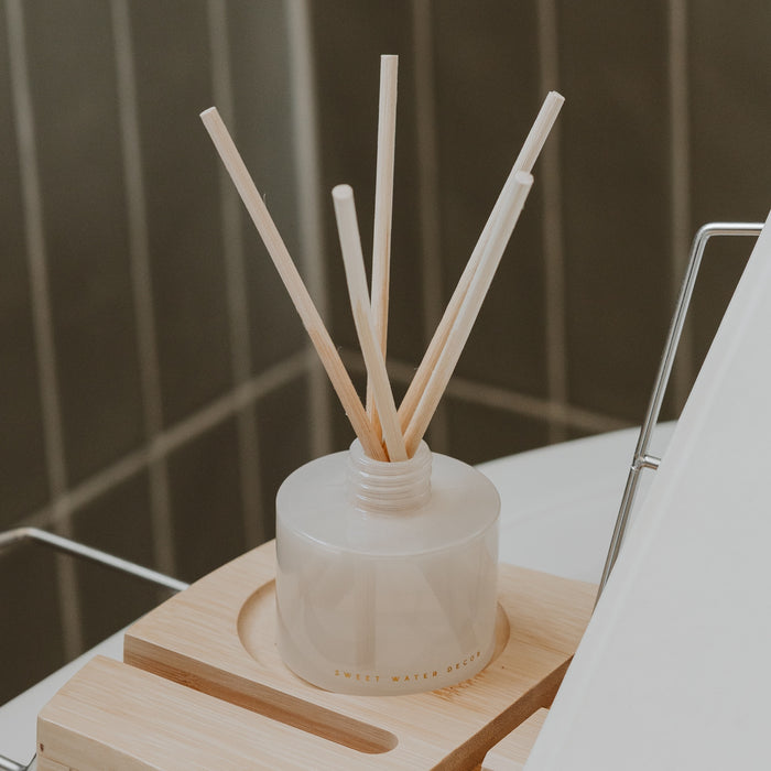 Cashmere and Vanilla White Translucent Tinted Glass Jar Reed Diffuser - Sweet Water Decor - Reed Diffusers