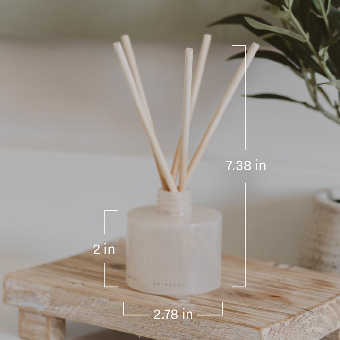 Cashmere and Vanilla White Translucent Tinted Glass Jar Reed Diffuser - Sweet Water Decor - Reed Diffusers