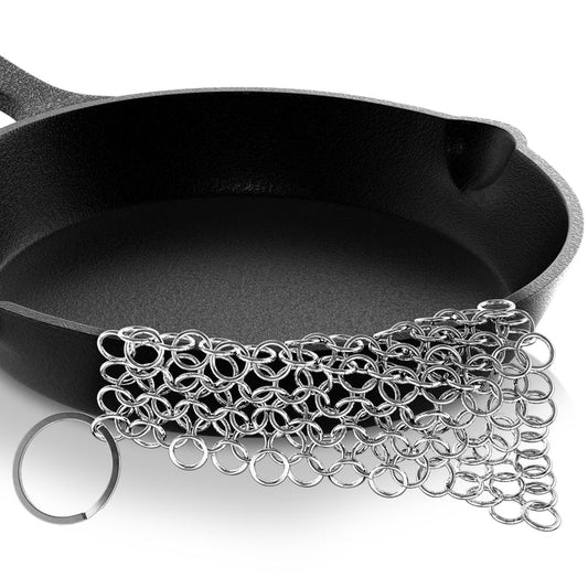 Cast Iron Cleaner - Cuts Cleaning Time - Stainless Steel Chainmail