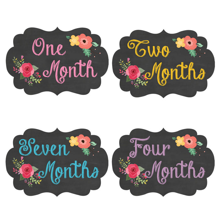 Chalkboard Floral Fancy Frame Monthly Baby Stickers - Frame Shaped onesie sticker - INKtropolis