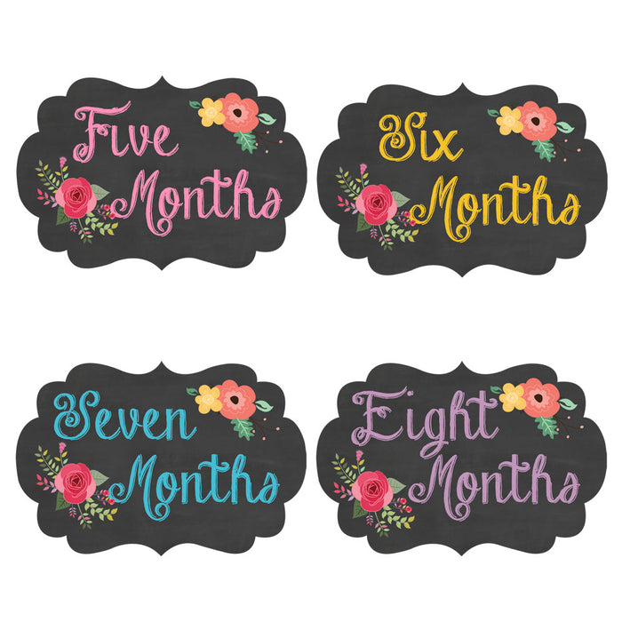 Chalkboard Floral Fancy Frame Monthly Baby Stickers - Frame Shaped onesie sticker - INKtropolis