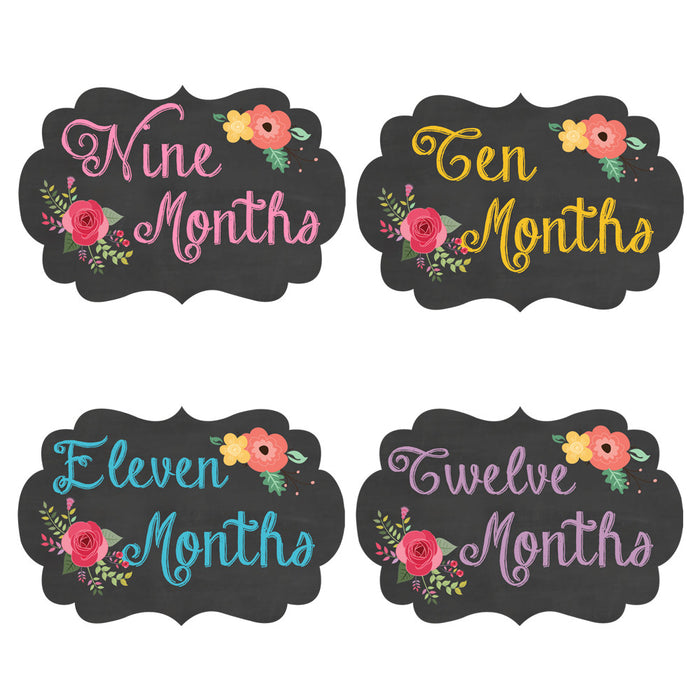 Chalkboard Floral Fancy Frame Monthly Baby Stickers - Frame Shaped onesie sticker - INKtropolis