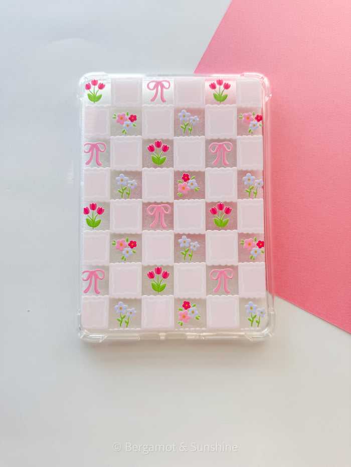 Checkered Spring Flowers E Reader Case