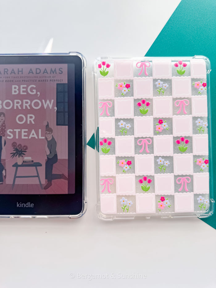 Checkered Spring Flowers E Reader Case