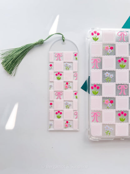 Checkered Spring Flowers E Reader Case