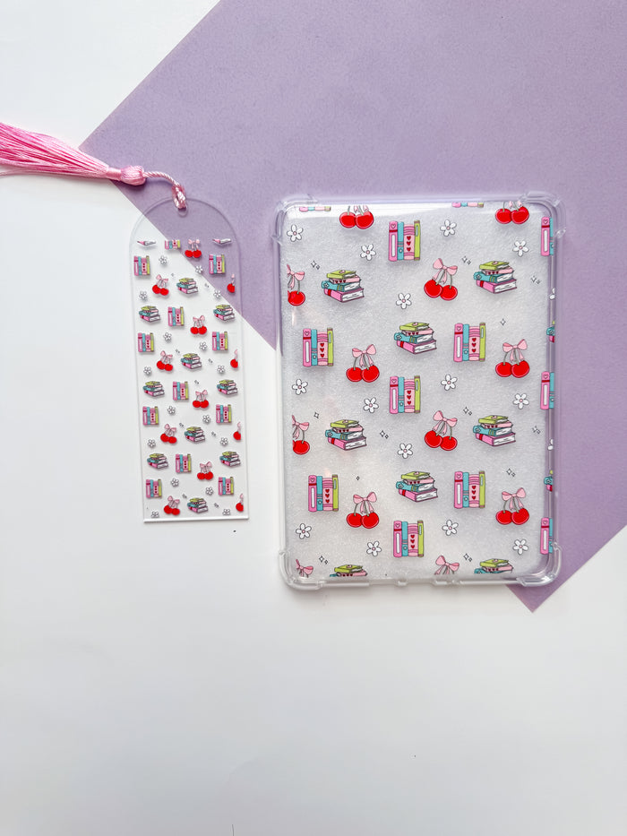 Cherries and Books Kindle Case and/or Bookmark [Combined Listing]