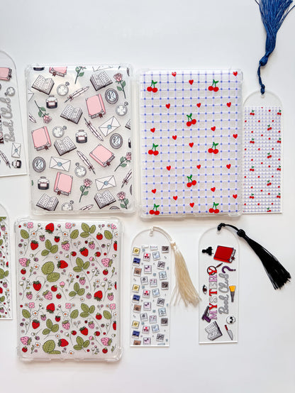Cherry Grid E reader Case and/or Bookmark [Combined Listing]