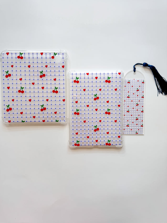 Cherry Grid E reader Case and/or Bookmark [Combined Listing]