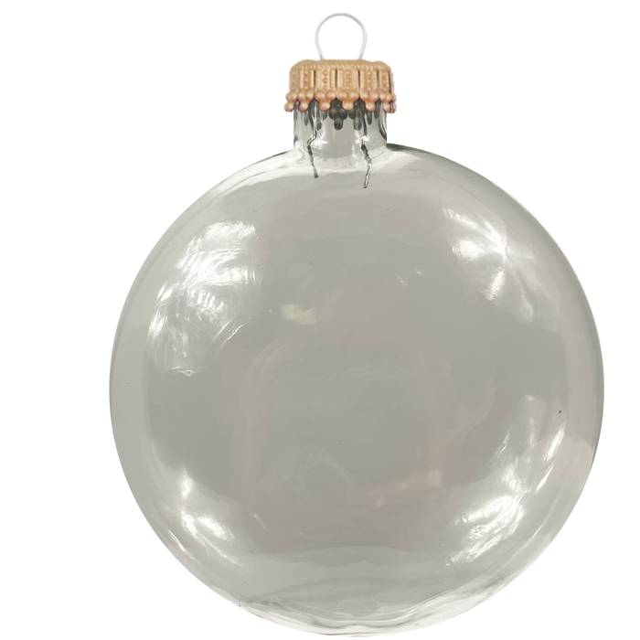 Christmas By Krebs 3" (76mm) Craft Glass Disc Ornament [6 Pieces], Designer Heirloom  (Clear Craft Disc Gold Crown Caps)