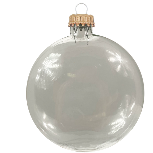 Christmas By Krebs 3" (76mm) Craft Glass Disc Ornament [6 Pieces], Designer Heirloom  (Clear Craft Disc Gold Crown Caps)