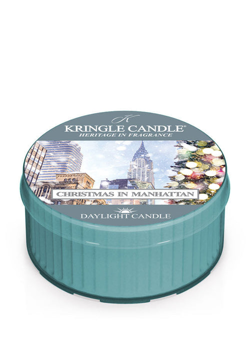 Kringle Candle Christmas in Manhattan daylight candle on a white background
