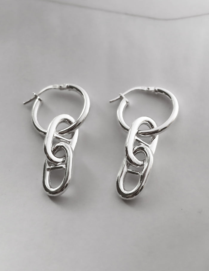 Chunky Anchor Chain Hoop örhängen | 925 silver