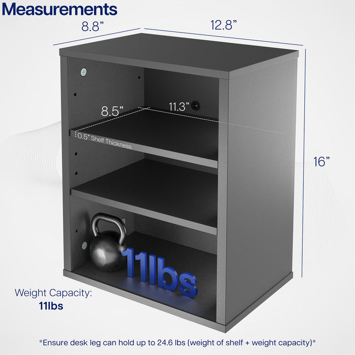 Clamp-on Under Desk Shelving Unit, Office Accessory Holder for Supplies, Gaming Devices, and More, Multi-Level Storage Shelves, Workstation Organizer