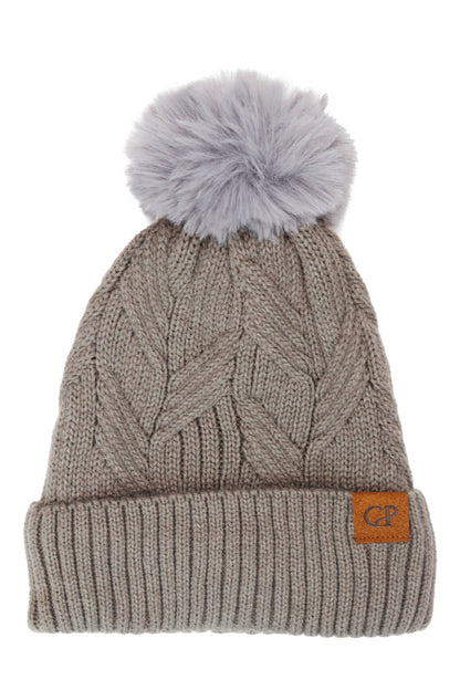 Coil Chevron Knitted Fleece Lined Beanie