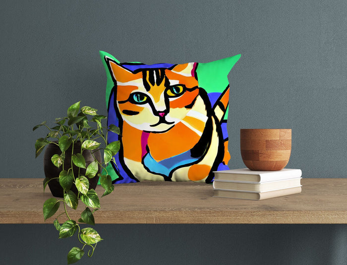 Colorful Cat Pillow Case, Abstract Throw Pillow, Soft Pillow Cases, Colorful Pillow Case, Contemporary Pillow, Large Pillow Cases