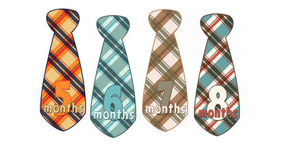 Colorful Plaid Monthly Baby Stickers - Tie Shaped onesie sticker - INKtropolis