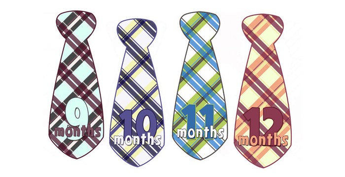 Colorful Plaid Monthly Baby Stickers - Tie Shaped onesie sticker - INKtropolis