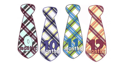 Colorful Plaid Monthly Baby Stickers - Tie Shaped onesie sticker - INKtropolis