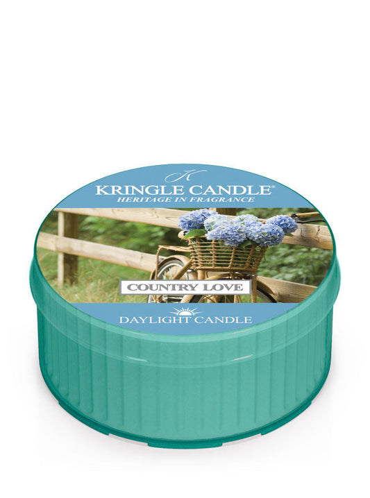 Kringle Candle Daylight Candle in Country Love scent packaging on a white background